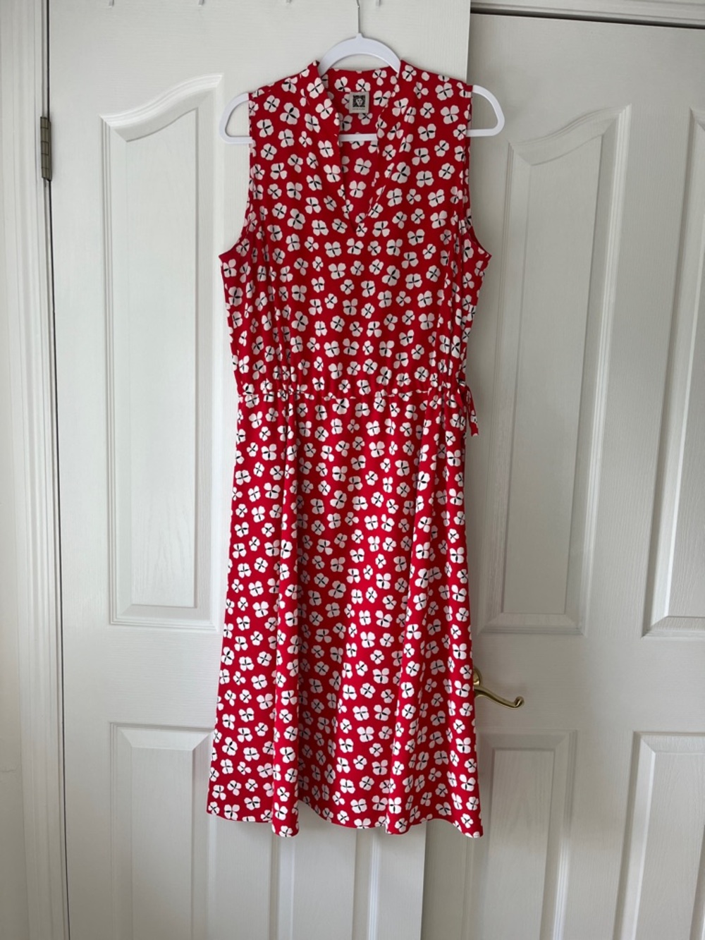 Anne Klein Red and White Floral Midi Dress